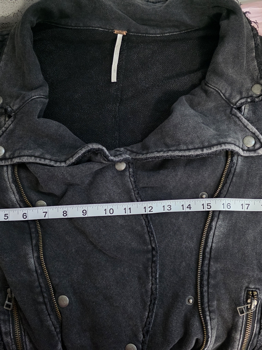 Free People Washed Charcoal Grey Bomber Jacket - Picture 6 of 7